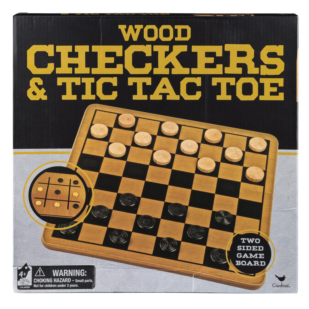 Solid Wood Checkers and Tic-Tac-Toe 